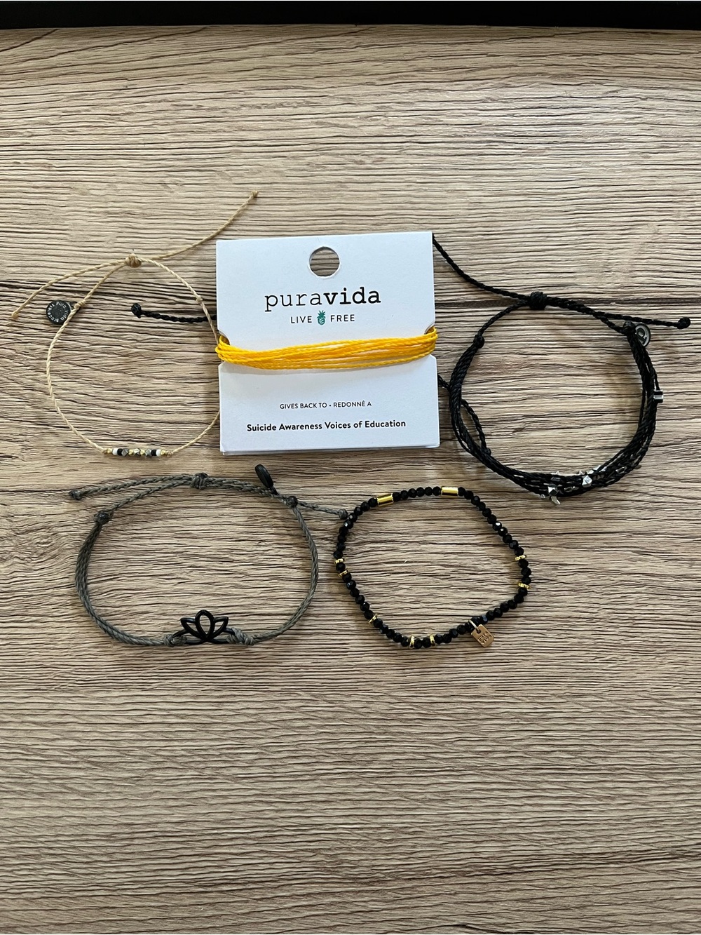 Pura Vida Mixed Yellow, Black, Gray and Natural Bracelet Set